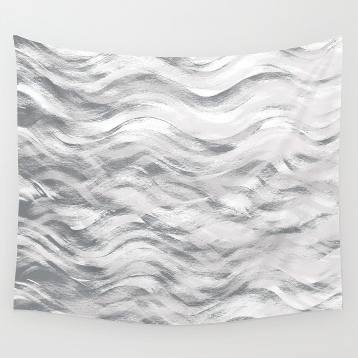 Silver Waves Wall Tapestry