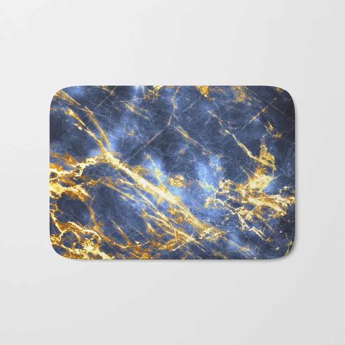 Ornate, Classic Gold and Sapphire Marble Bath Mat