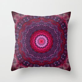 Vibrant Purple Red Mandala Throw Pillow