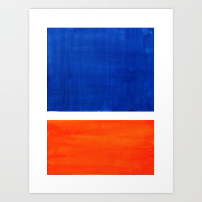 Colorful Bright Minimalist Rothko Orange And Blue Midcentury