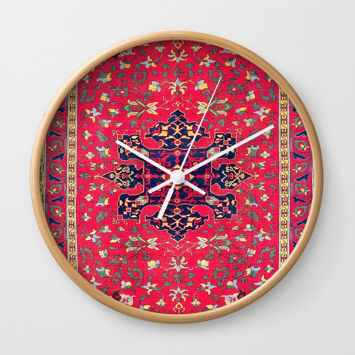 Star Ushak Replica Turkish Rug Print Wall Clock