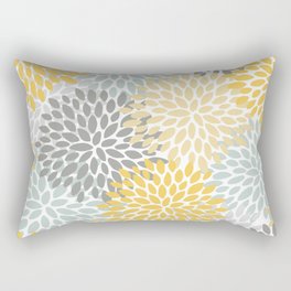 Floral Throw Pillow, Yellow, Aqua and Grey, Floral, Colorful Pillows Rectangular Pillow