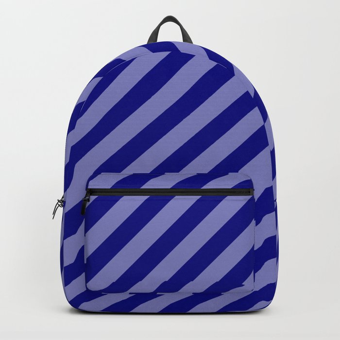 navy and white striped backpack