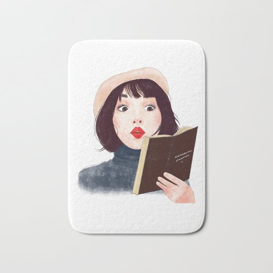 French woman with book Bath Mat