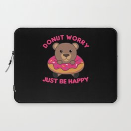 Sweet Bear Funny Animals In Donut Pink Laptop Sleeve