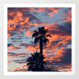 Clouds Of Fire Sunset Over Palm Trees Silhouette Art Print