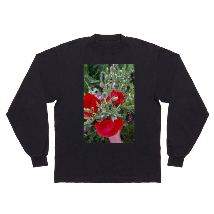 Summer poppy bouquet in a woman's hand Long Sleeve T Shirt