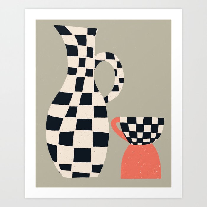 Checkered vases Art Print