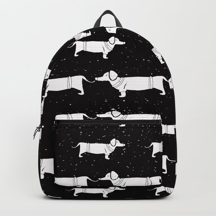 Funny Dachshund Pattern - White on Black - Mix & Match with Simplicity of life Backpack