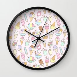 I love Ice Cream Wall Clock | Doodle, Icecream, Summer, Pattern, Food, Illustration, Cute, Holiday, Kawaii, Curated 