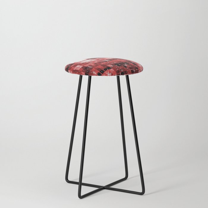 Twinkle Red Disco Ball Pattern  Counter Stool