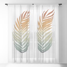 Tropical Leaf Palm - Retro Color Gradient - W08 Sheer Curtain