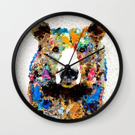 Umm Bearably Good Bear Art by Sharon Cummings Wall Clock