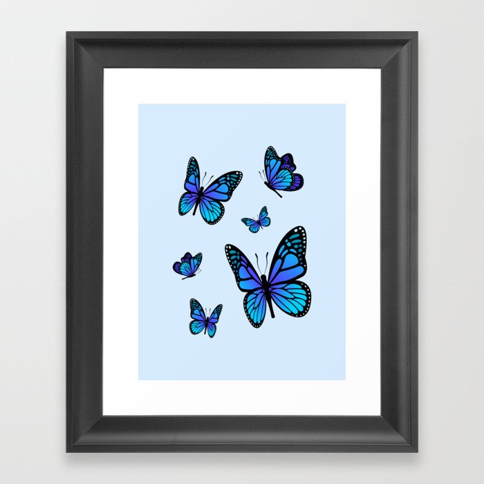 Butterfly Blues | Blue Morpho Butterflies Collage Framed Art Print