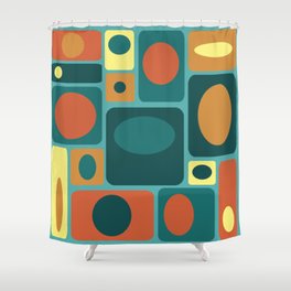 Mid Century Modern Turquoise Rectangles Shower Curtain