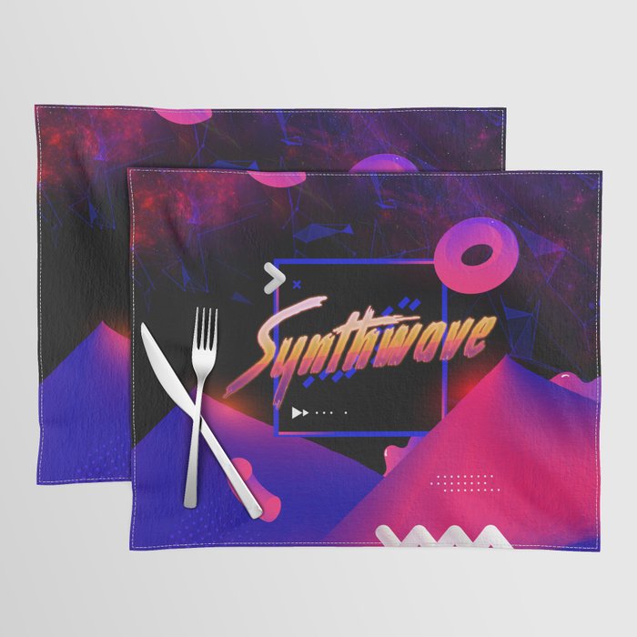 Neon synthwave horizon #2 Placemat