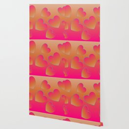 Heartfelt in Coral and Hot Pink Wallpaper