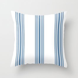 Farmhouse Blue Ticking Stripes on White Throw Pillow