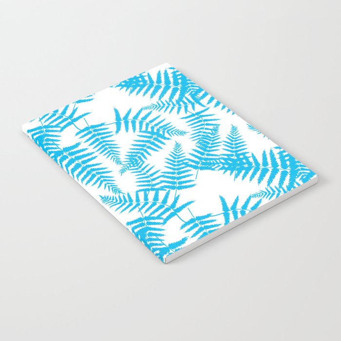 Turquoise Silhouette Fern Leaves Pattern Notebook