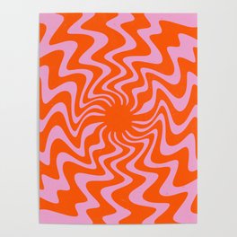 70s Retro Pink Orange Abstract Poster