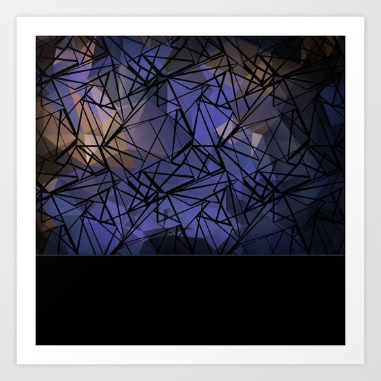 Polygon mesh . Blue . Art Print