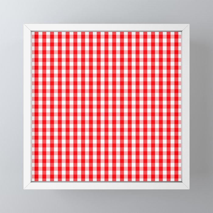 Large Christmas Red And White Gingham Check Plaid Framed Mini Art