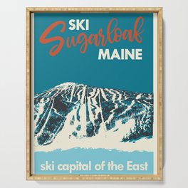Ski Sugarloaf Maine vintage ski poster Serving Tray