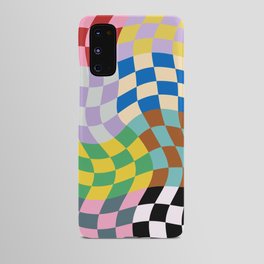 colorful wavy checkerboard Android Case