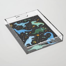 Dinosaurs in Space in Blue Acrylic Tray