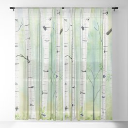 Birch Trees 2  Sheer Curtain