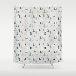 Pine Forest Scandinavian Pattern Shower Curtain