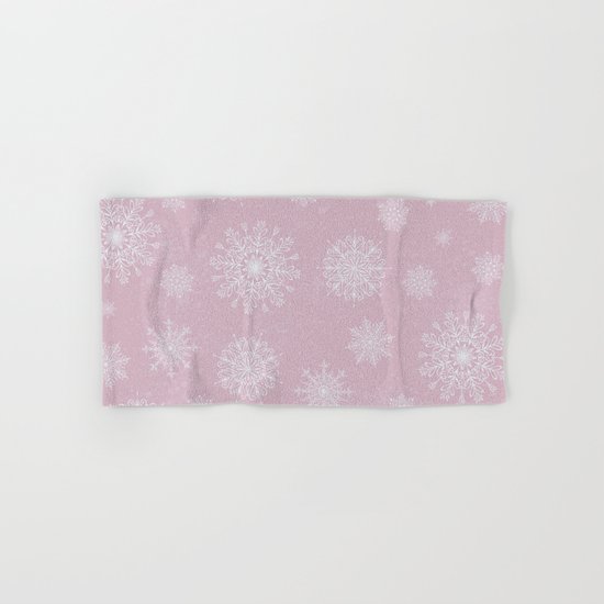 Assorted Snowflakes On Pink Background Hand & Bath Towel