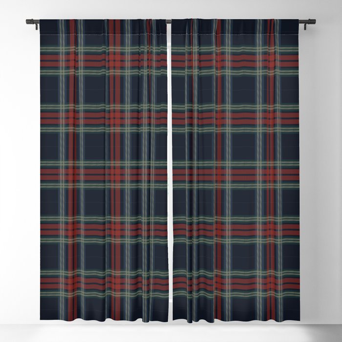 Navy Blue Red Classic Plaid Blackout Curtain