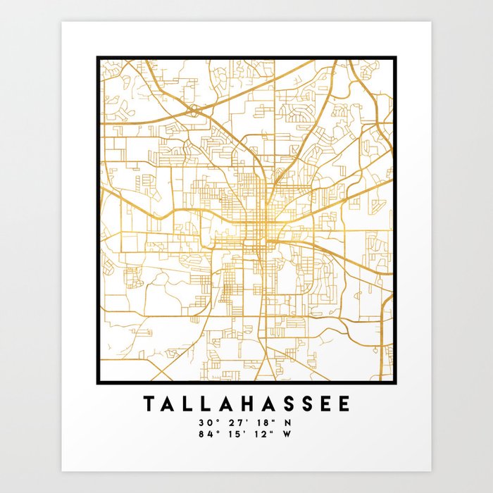 TALLAHASSEE FLORIDA CITY STREET MAP ART Art Print