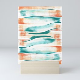 Teal and Orange Brush Strokes Mini Art Print