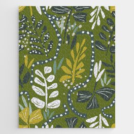 Cozy collection: mix and match happy florals Green leaves love Jigsaw Puzzle