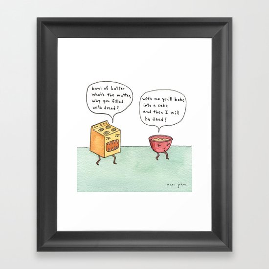 bowl of batter, what's the matter Framed Art Print