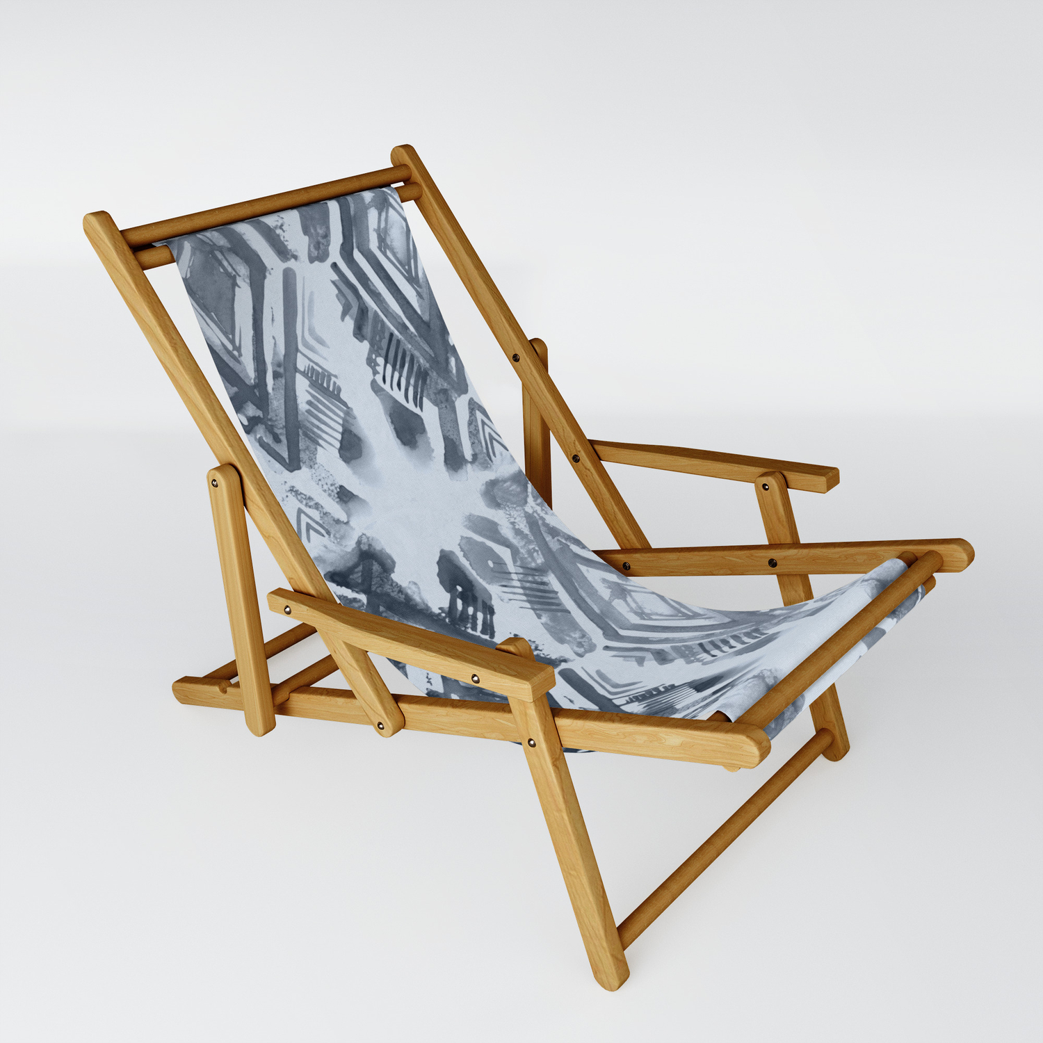 Simply Ikat Ink In Indigo Blue On Sky Blue Sling Chair By