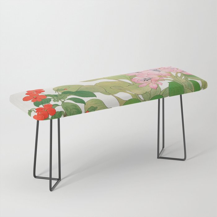 Vintage impatiens & water hyacinth flower Bench