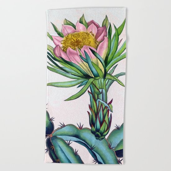 Blooming cactus Beach Towel