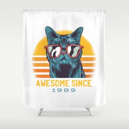 Awesome Cat Since 1989 Shower Curtain