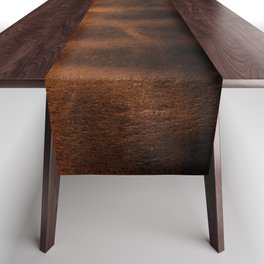 dark cognac brushed suede leather ( faux  ) Table Runner