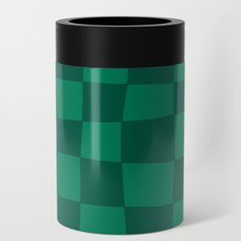 Hand Drawn Checkerboard Pattern (emerald green) Can Cooler