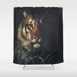 Tiger in the wild nature portrait painting by Abbott Handerson Thayer Shower Curtain