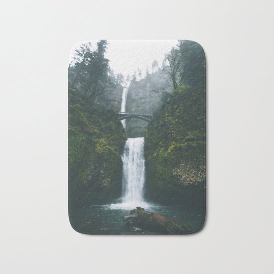 Fog at Multnomah Falls, Oregon Bath Mat