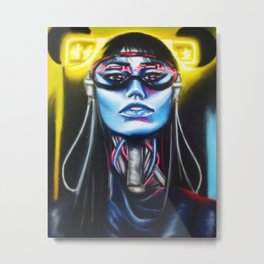 Japan 2048 Metal Print | Sexy, Robot, Drawing, Blue, Yellow, Japan, Japanesegirl, Chalk Charcoal, Female, Futuristic 