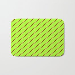 [ Thumbnail: Brown and Light Green Colored Lined/Striped Pattern Bath Mat ]