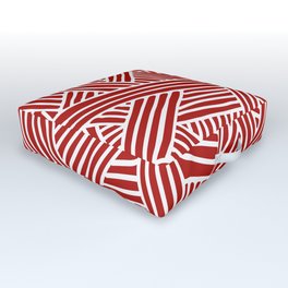 Abstract Navy Red & White Lines and Triangles Pattern Outdoor Floor Cushion