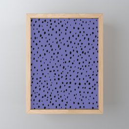 Speckle Polka Dot Dalmatian Pattern (black/very peri periwinkle) Framed Mini Art Print