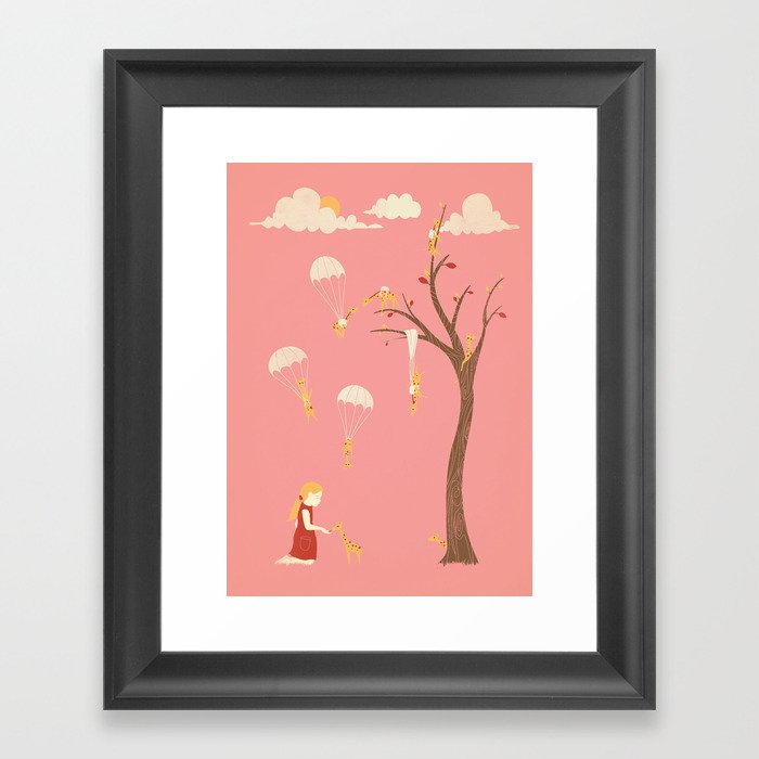Invasion of the Tiny Giraffes   (alternate colors) Framed Art Print